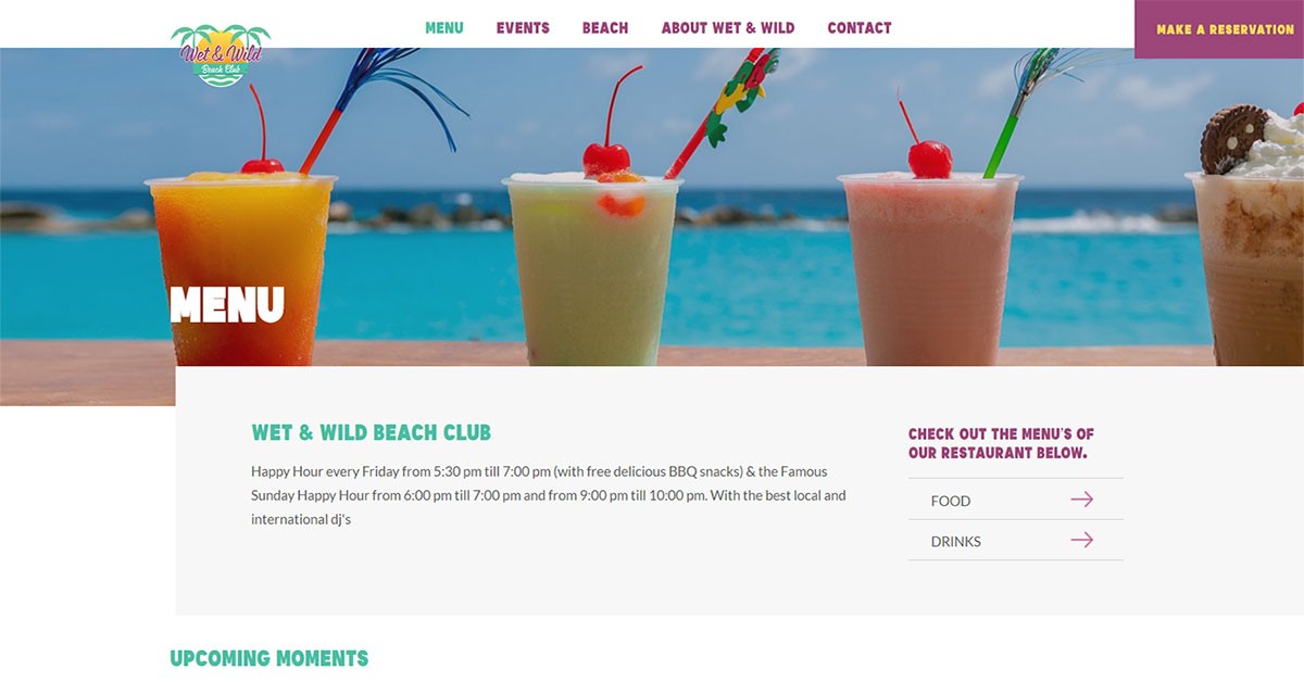 Menu | Wet & Wild Beach Club